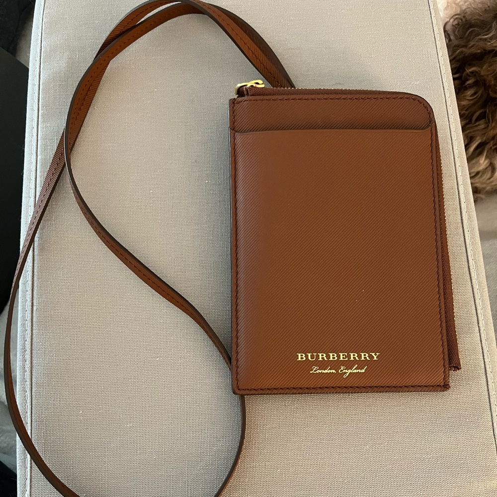 Authentic Burberry Passport Case with Lanyard